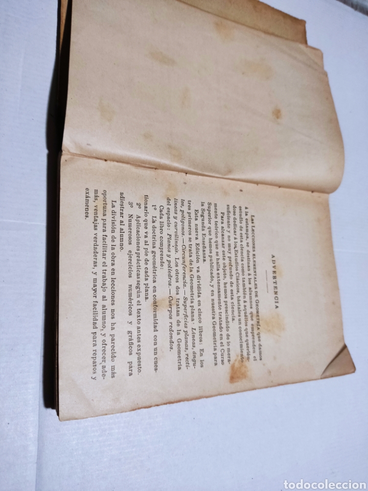 Libros antiguos: Libro lecciones elementales de geometr&iacute;a - Foto 3
