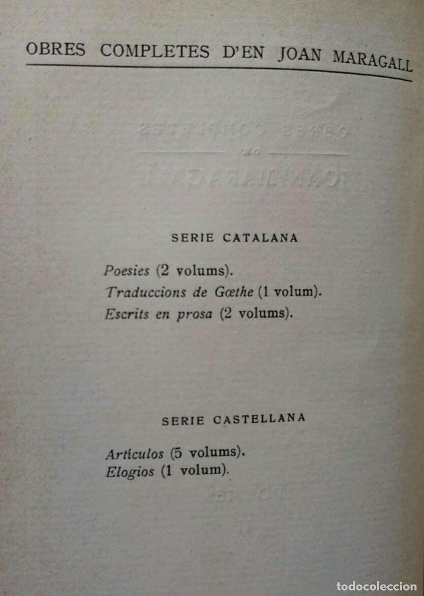 Libros antiguos: JOAN MARAGALL - OBRES COMPLETES - OBRAS COMPLETAS - 1912 - Foto 4