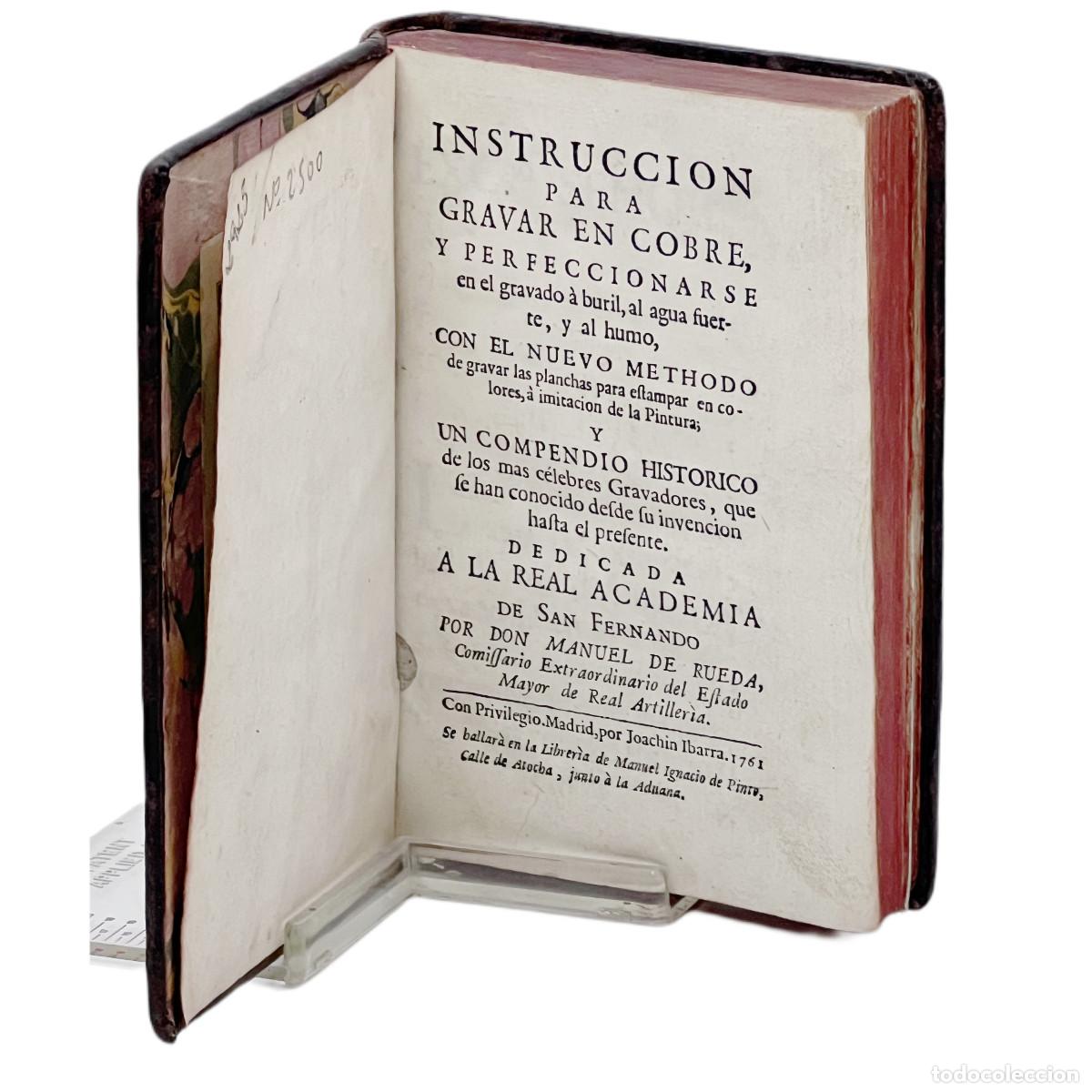 Libros antiguos: MANUEL DE RUEDA &ndash; INSTRUCCI&Oacute;N PARA GRAVAR EN COBRE - 1761 - Foto 3