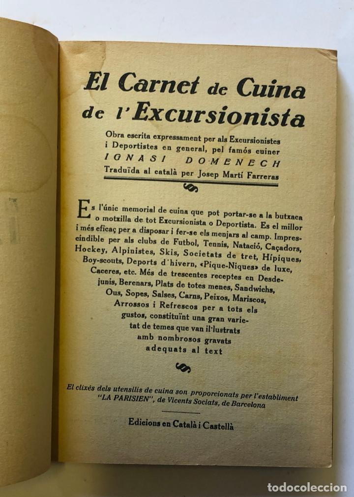 Libros antiguos: EL CARNET DE CUINA DE L`EXCURSIONISTA PER IGNASI DOMENECH - Foto 4