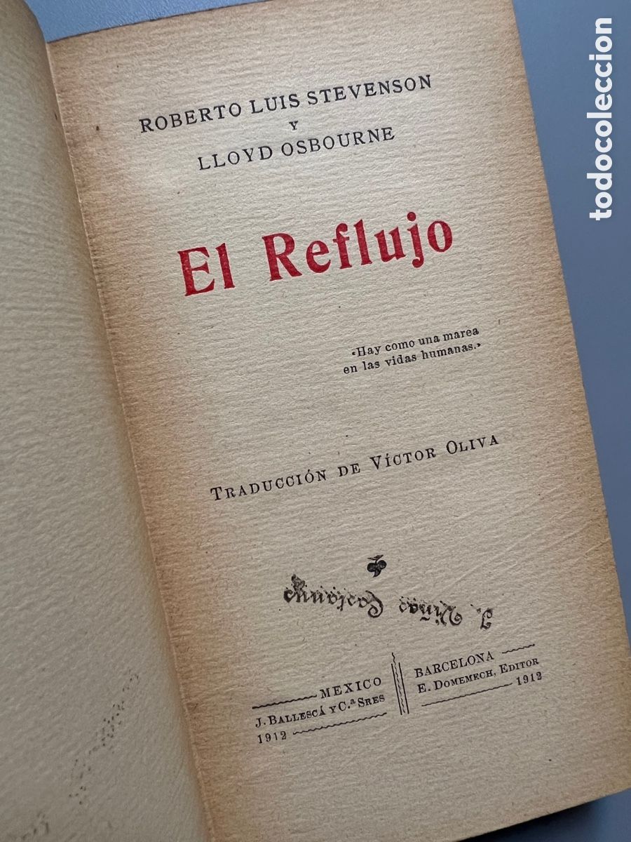 Libros antiguos: EL REFLUJO, ROBERT LOUIS STEVENSON y LLOYD OSBOURNE. E. Domenech, 1912 - Foto 4