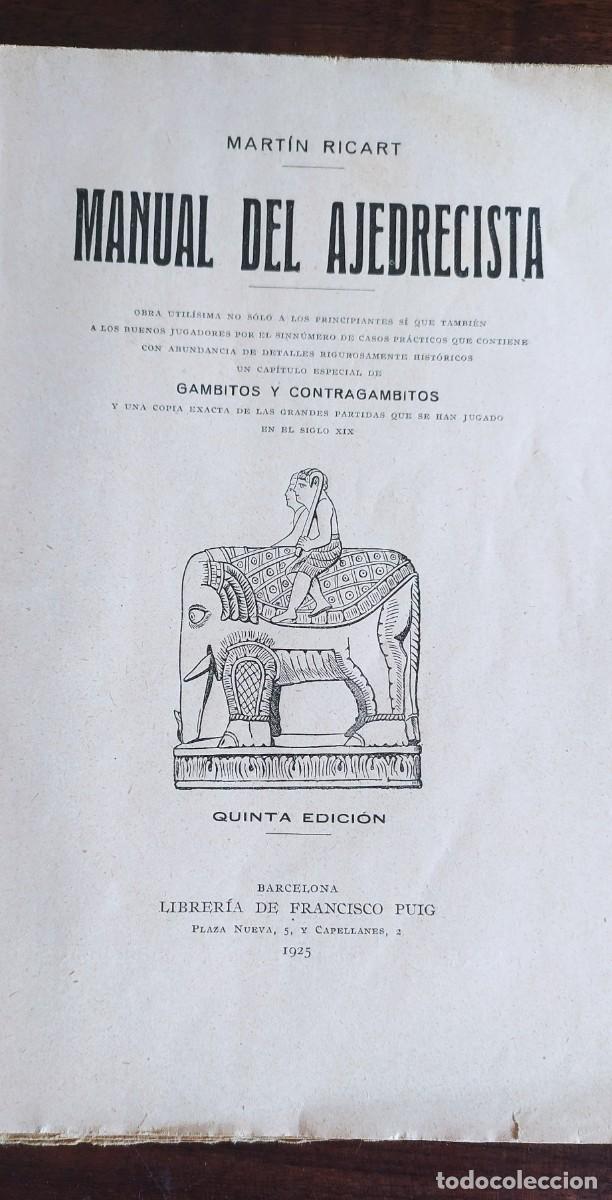 Libros antiguos: Manual del ajedrecista - Foto 1
