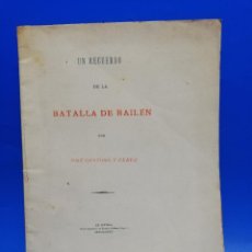 Libros antiguos: UN RECUERDO DE LA BATALLA DE BAILEN. JOSE GESTOSO Y PEREZ. SEVILLA 1889. LEER. VER FOTOS.