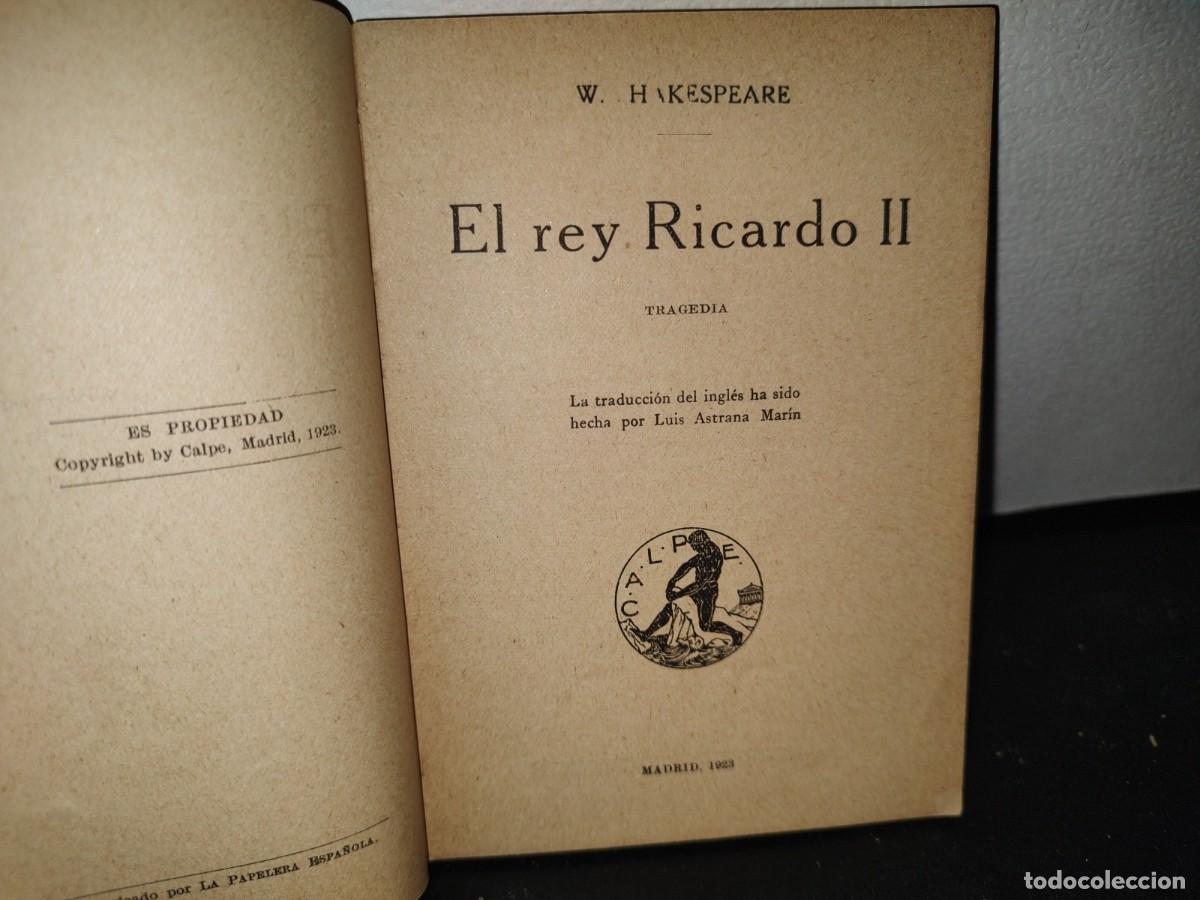 Libros antiguos: 59- EL REY RICARDO II - W. SHAKESPEARE - 1923 - Foto 3
