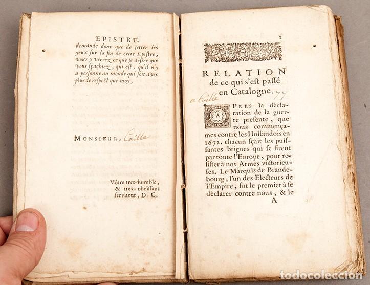 Libros antiguos: Relation de ce qui sest pass&eacute; en Catalogne - 1678 - de Caissel - Foto 3