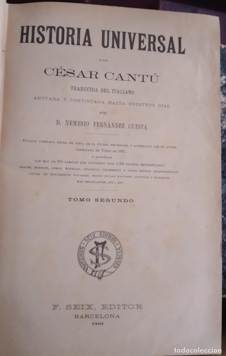 Libros antiguos: HISTORIA UNIVERSAL CANTU - Foto 2