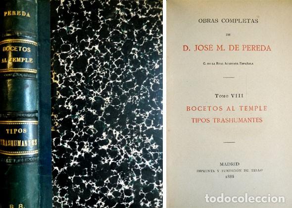 Libros antiguos: PEREDA, Jos&eacute; M&ordf; de. Bocetos al temple. 1888. - Foto 1
