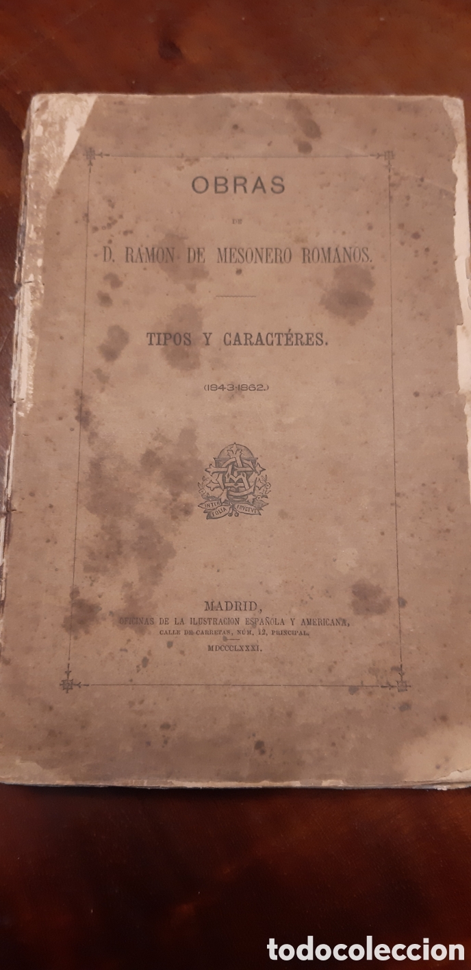 Libros antiguos: Obras de D. Ram&oacute;n Mesoneros Romano. Tipos y caracteres - Foto 1