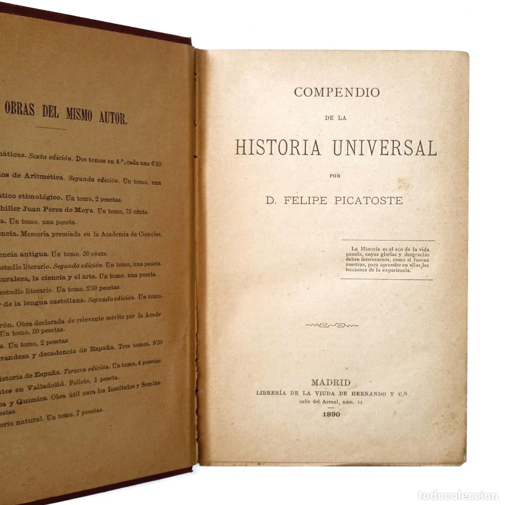 Libros antiguos: COMPENDIO DE LA HISTORIA UNIVERSAL. Picatoste, Felipe - Foto 3