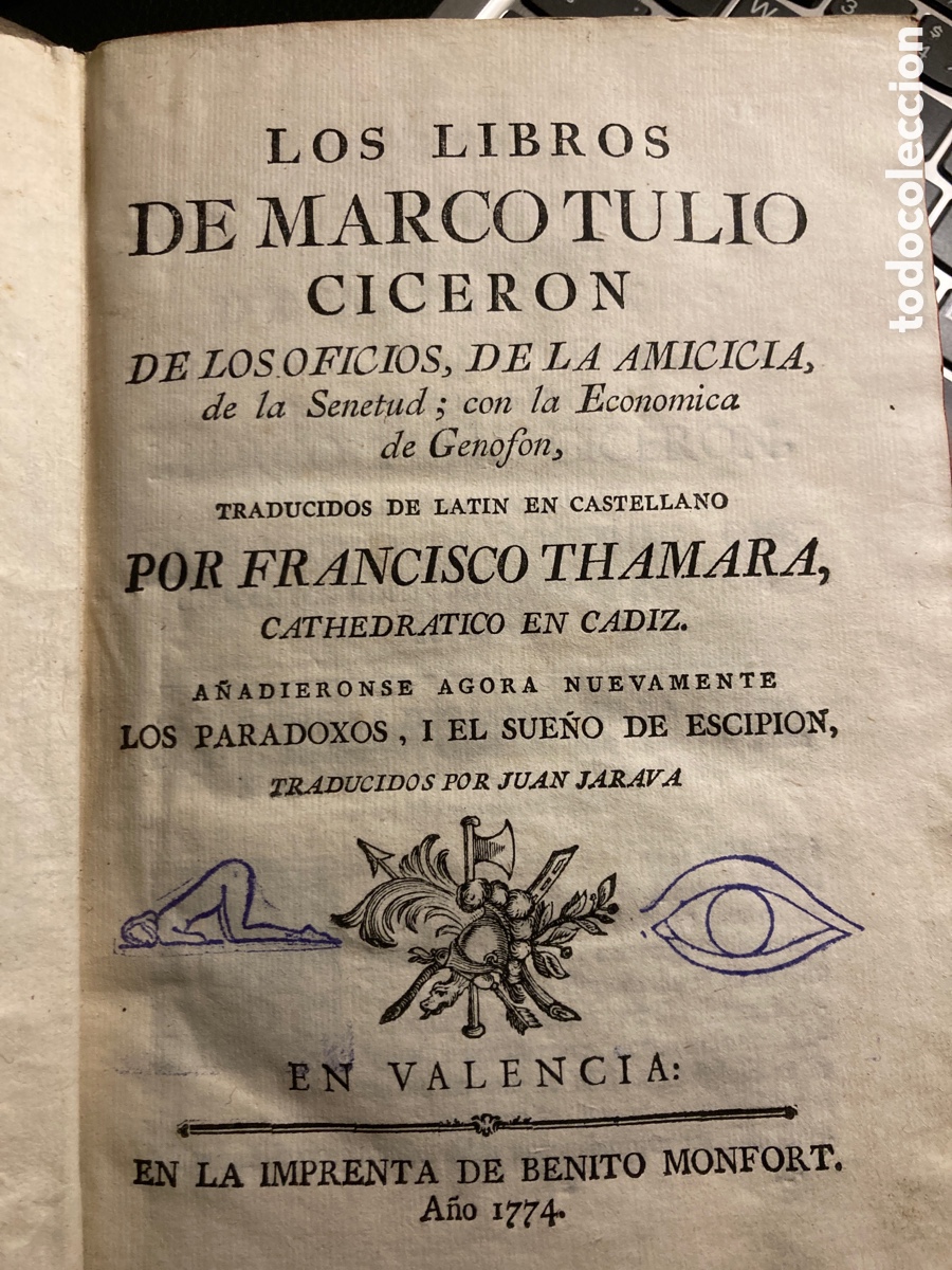 Libros antiguos: Cicer&oacute;n. Benito Monfort. Valencia. 1774 - Foto 1