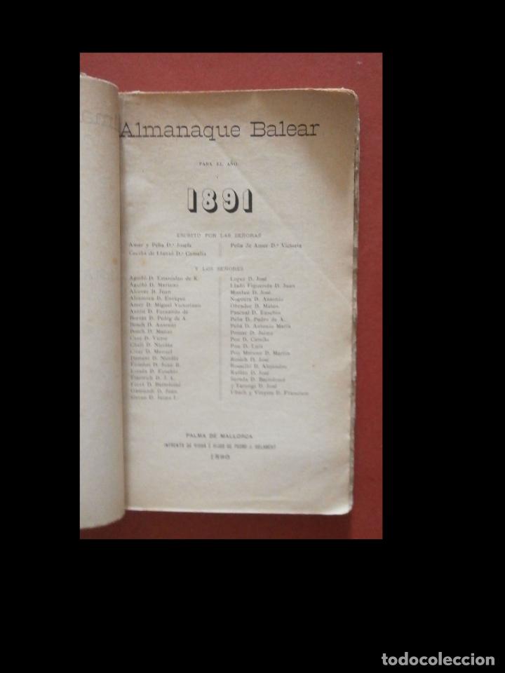 Libros antiguos: Almanaque Balear para el a&ntilde;o de 1891. - Foto 6