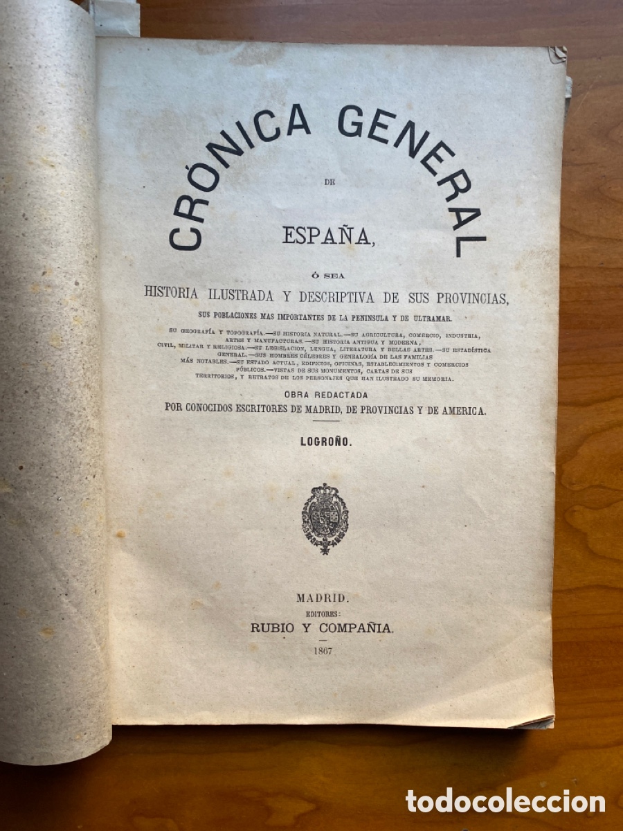 Libros antiguos: Cr&oacute;nica de de Logro&ntilde;o.Edit. Rubio y C&iacute;a. 1867 - Foto 1