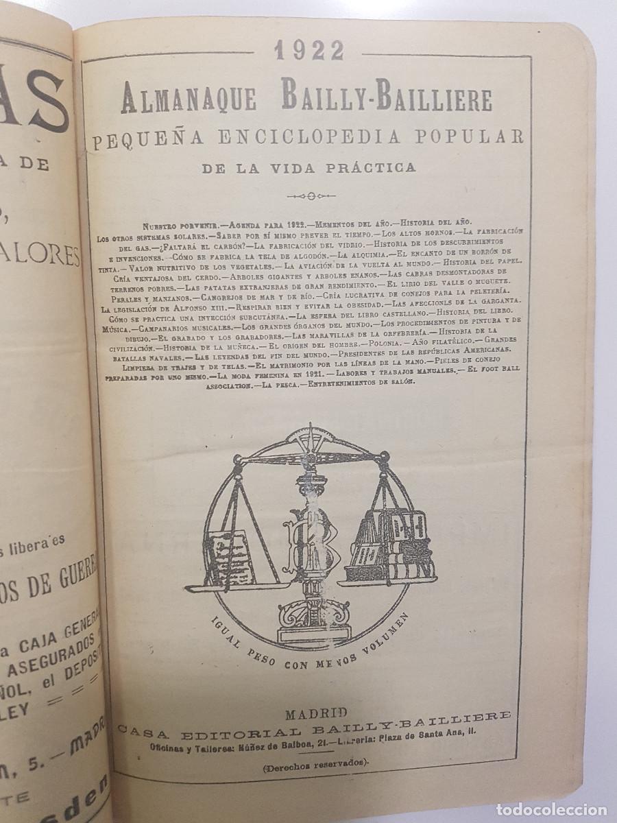 Libros antiguos: ALMANAQUE BAILLY BAILLIERE 1922 - Foto 2