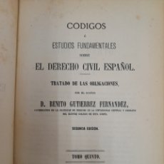 Libros antiguos: L-7097. CODIGOS O ESTUDIOS FUNDAMENTALES SOBRE EL DERECHO CIVIL ESPAÑOL. D. BENITO. MADRID, 1871