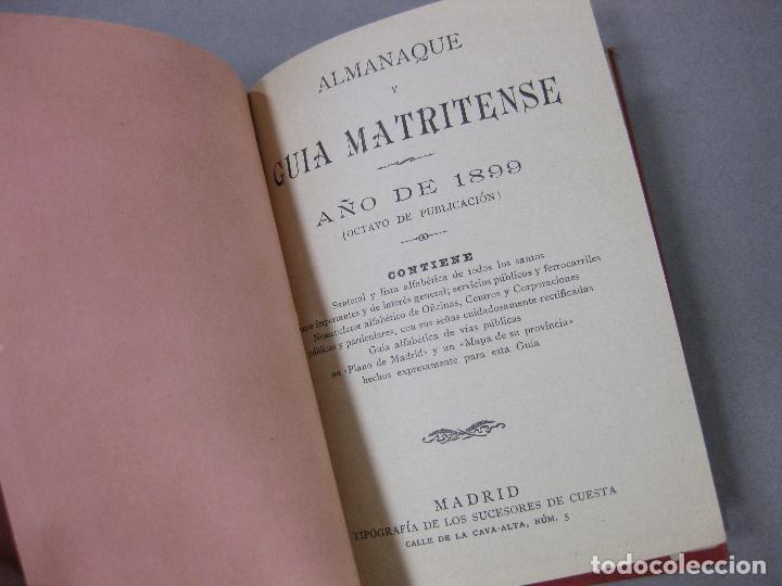 Libros antiguos: ALMANAQUE GUIA MATRITENSE DE 1899 CON MAPA DESPLEGABLE - Foto 2