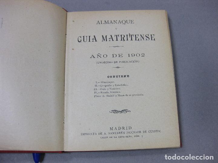 Libros antiguos: ALMANAQUE GUIA MATRITENSE DE 1902 CON MAPA DESPLEGABLE - Foto 2