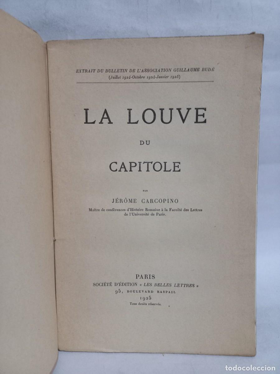 Libros antiguos: J. Carcopino - La Louve du Capitole - 1925 - Foto 2