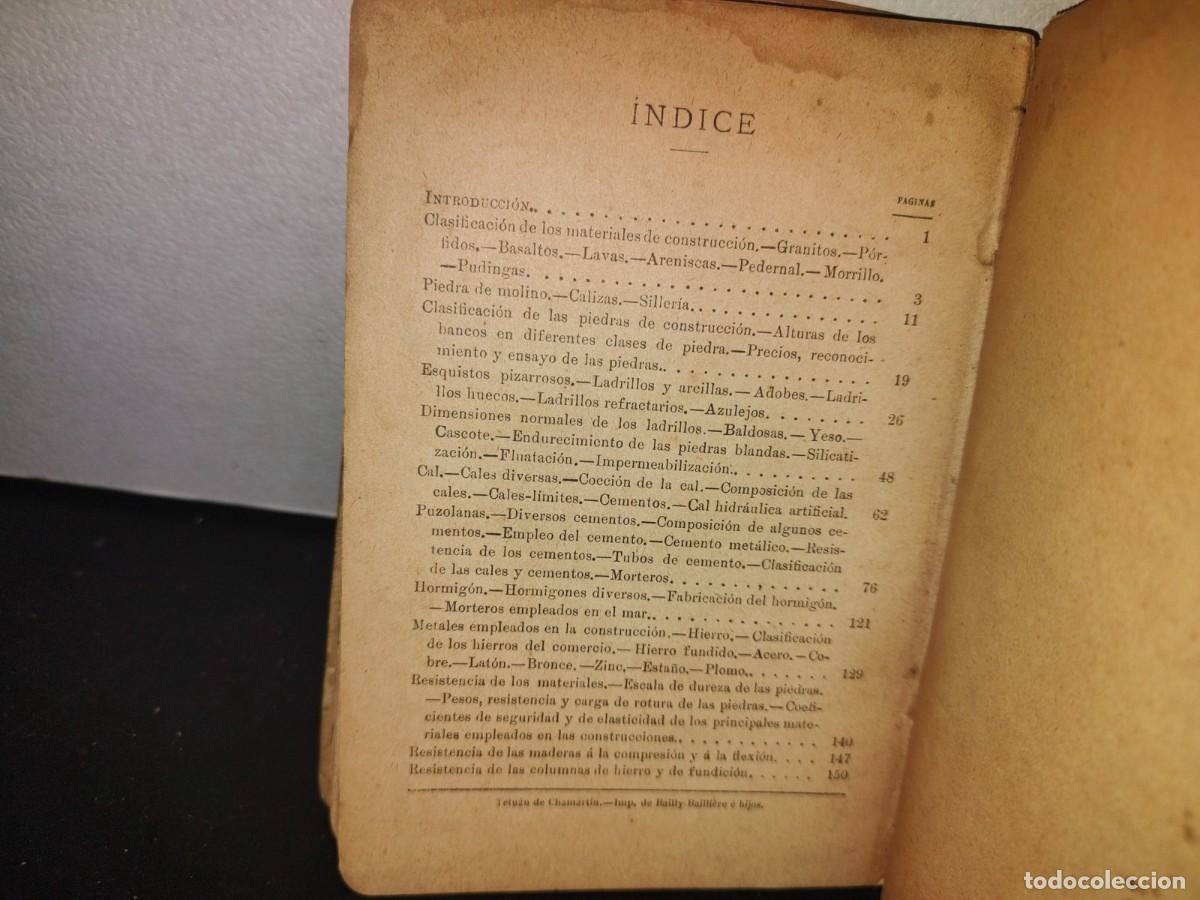 Libros antiguos: 64- MATERIALES DE CONSTRUCCI&Oacute;N - ANTONIO AGUIRRE - 1901 - Foto 5
