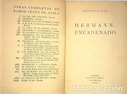 Libros antiguos: RAMON PEREZ DE AYALA ... HERMANN ENCADENADO ... 1924 - Foto 2