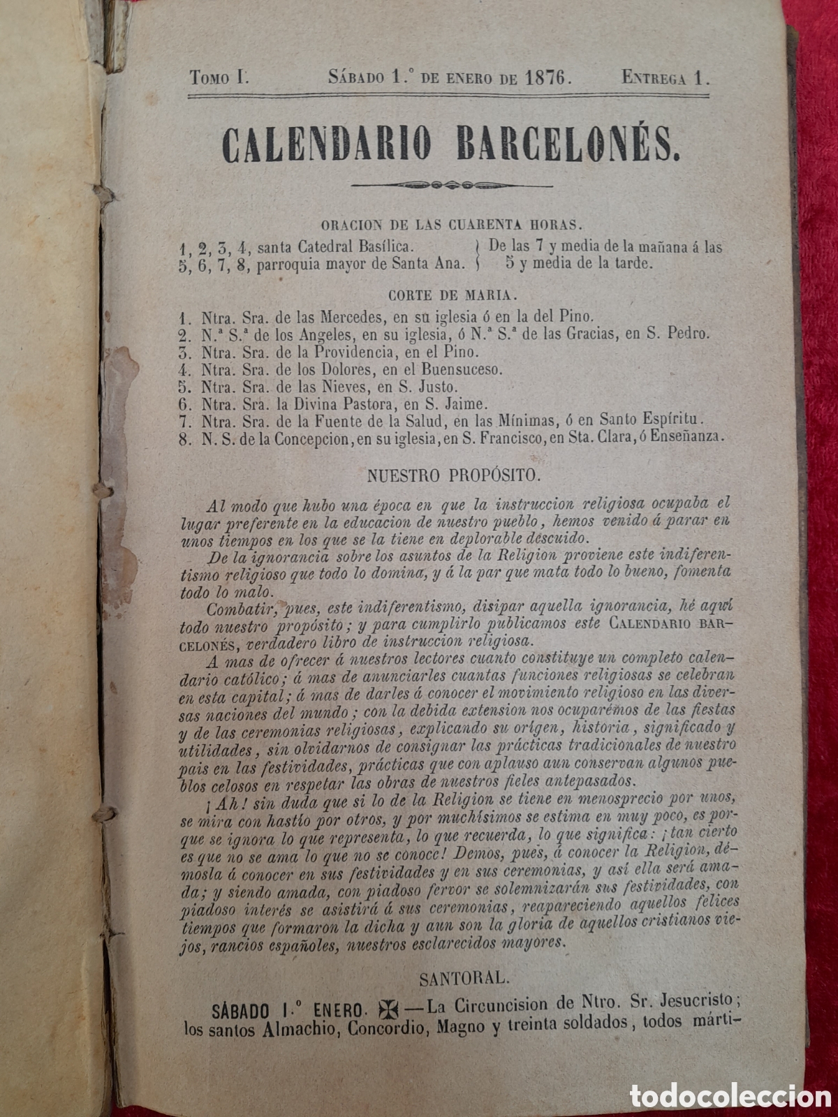 Libros antiguos: L-7284. CALENDARIO BARCELON&Eacute;S. 1876 - Foto 3