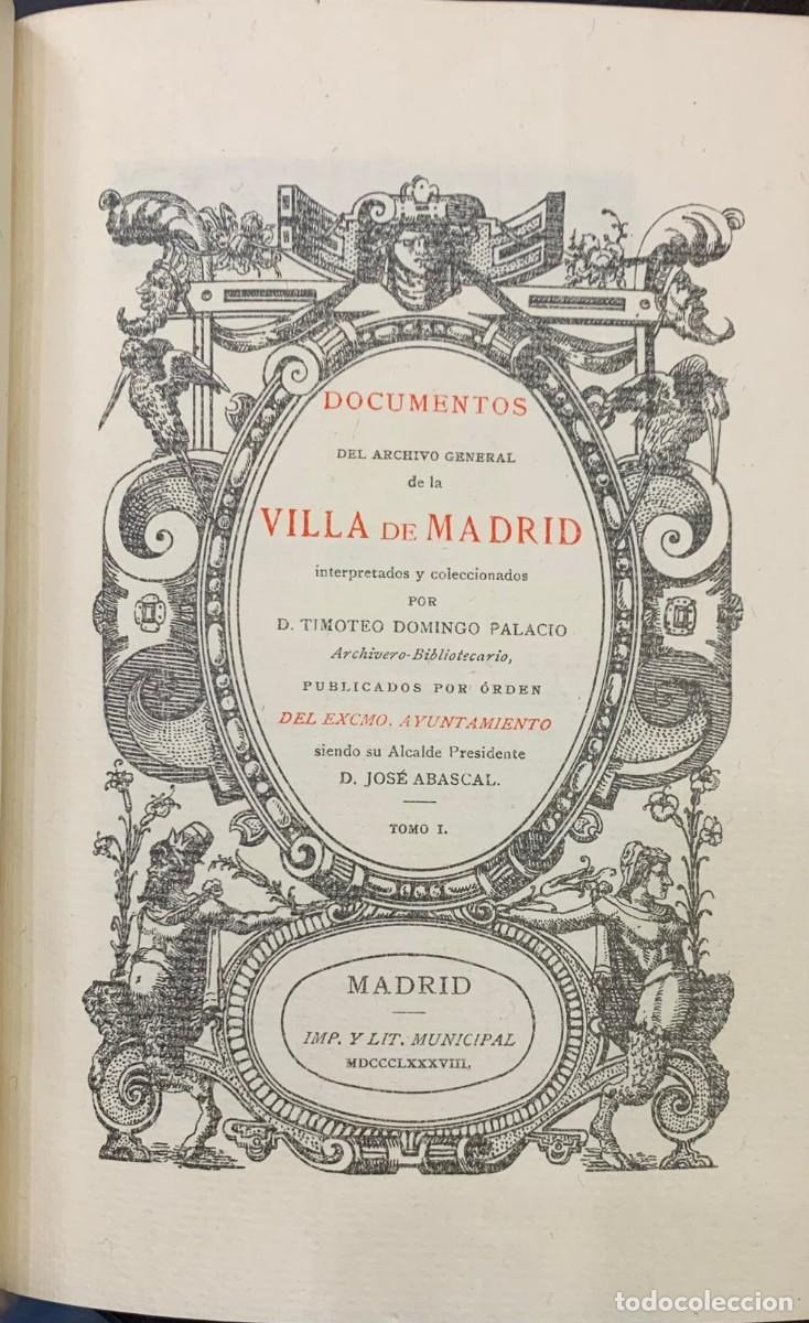 Libros antiguos: Documentos del Archivo General de la Villa de Madrid - Foto 2