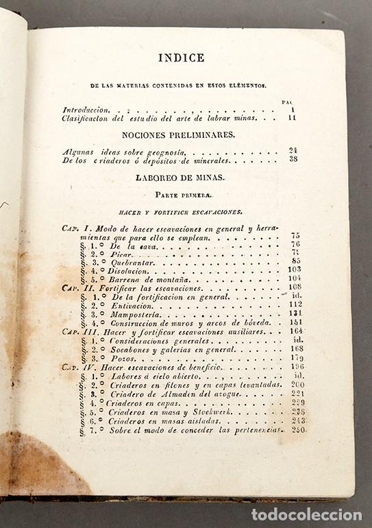 Libros antiguos: Elementos de Laboreo de Minas - Joaqu&iacute;n EZQUERRA DEL BAYO - 1839 - Foto 6