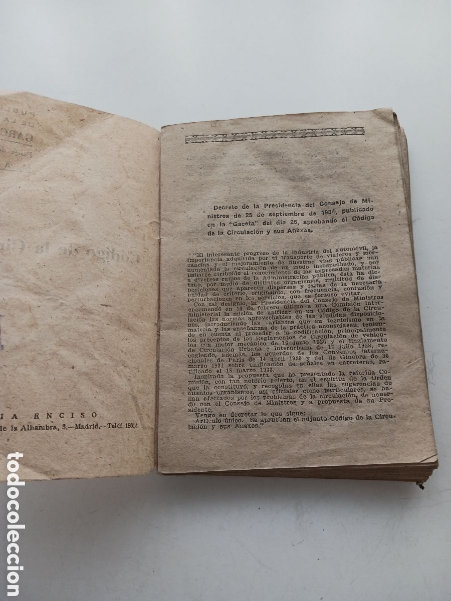 Libros antiguos: C&oacute;digo de la circulaci&oacute;n 1934 - Foto 2