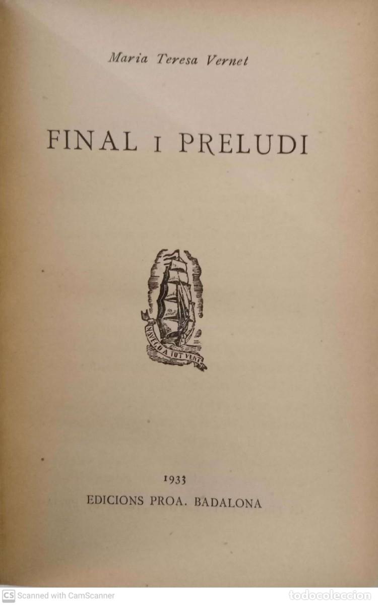 Libros antiguos: Final i preludi [Maria Teresa Vernet] - Foto 2