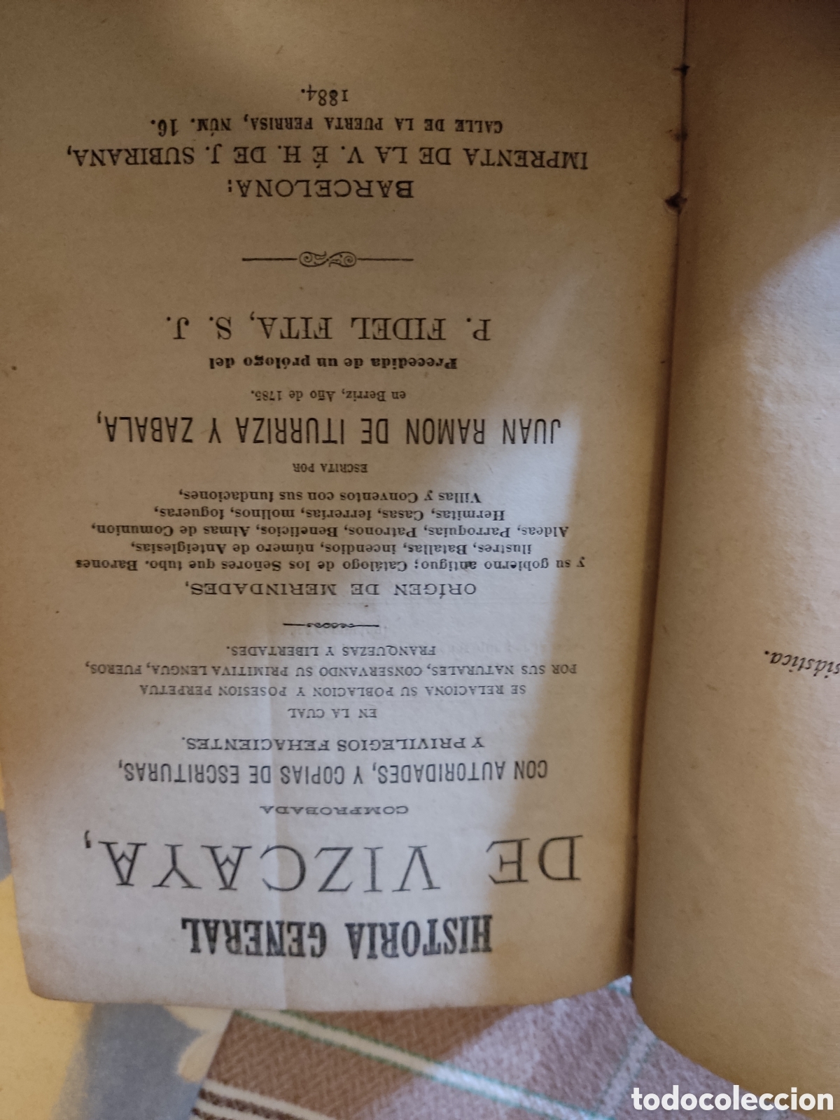 Old books: 1884 historia general de vizcaya iturriza y zabala fidel fita