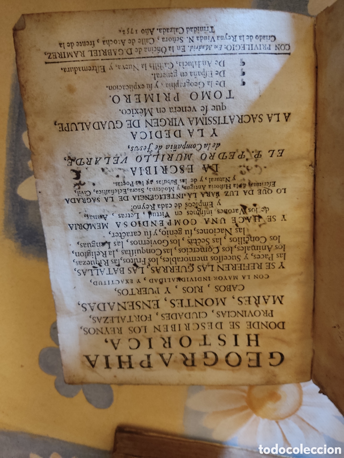 Old books: 1752 tomo primero murillo velarde geografia historica Espa&ntilde;a andalucia castilla extremadura