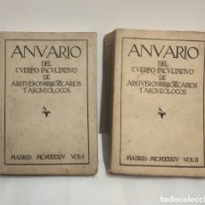 Libros antiguos: ANUARIO DEL CUERPO FACULTATIVO DE ARCHIVEROS BIBLIOTECARIOS Y ARQUEÓLOGOS. VOL I Y II. MADRID, 1934. Lote 399570984