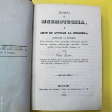 Libros antiguos: MANUAL DE MNEMOTECNIA - ARTE DE AYUDAR LA MEMORIA - APLICADO AL ESTUDIO - PEDRO MATA - MADRID 1845. Lote 400633884