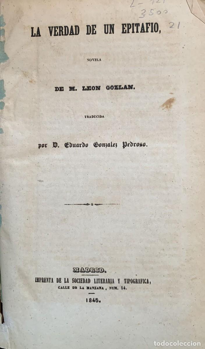 Libros antiguos: LA VERDAD DE UN EPITAFIO. M. Le&oacute;n Gozl&aacute;n - Foto 3