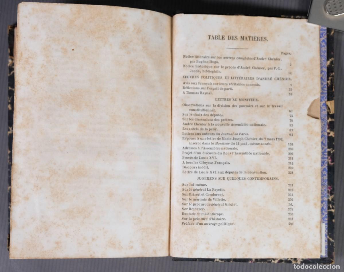 Libros antiguos: Oeuvres en prose de Andr&eacute; Ch&eacute;nier - Librairie de Charles Gosselin 1840 - Foto 10