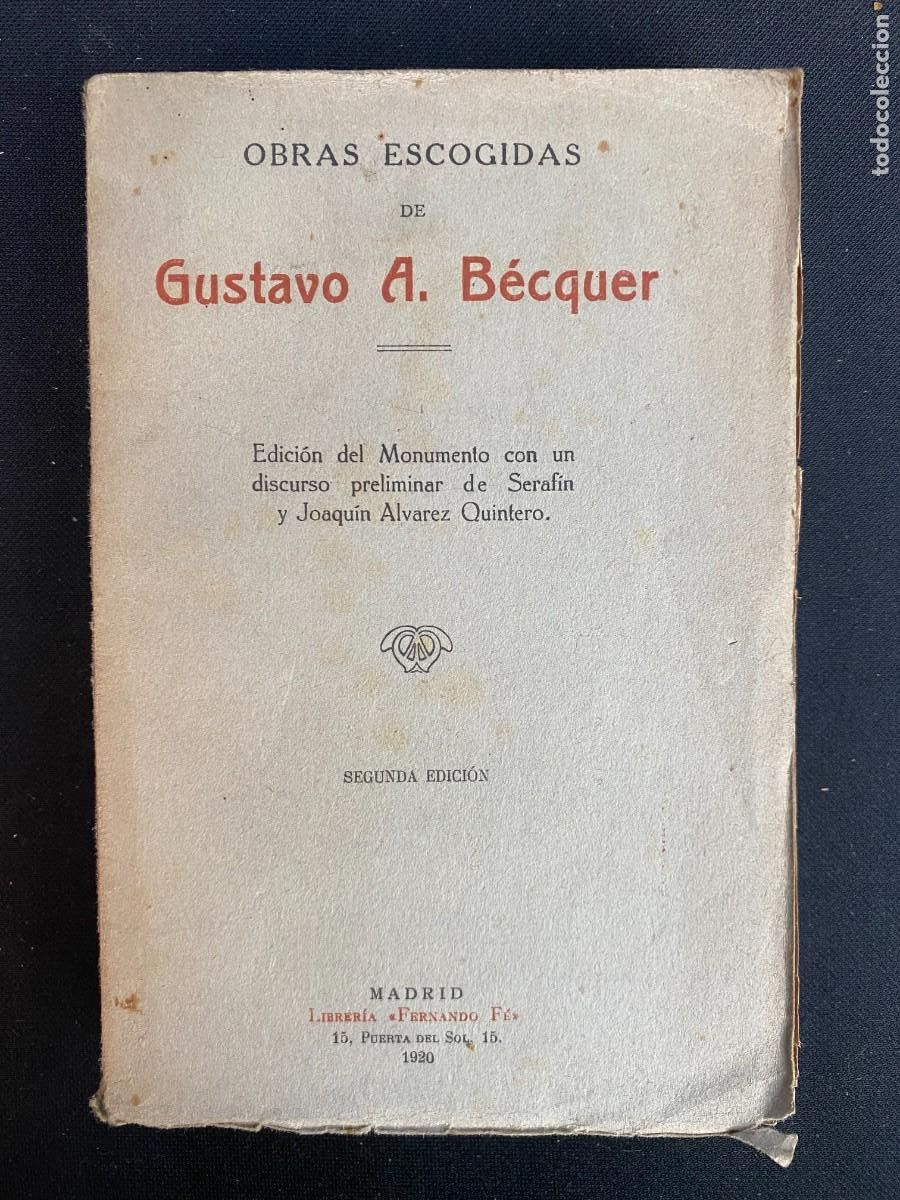 Libros antiguos: GUSTAVO ADOLFO BECQUER. OBRAS ESCOGIDAS 1920 - Foto 1