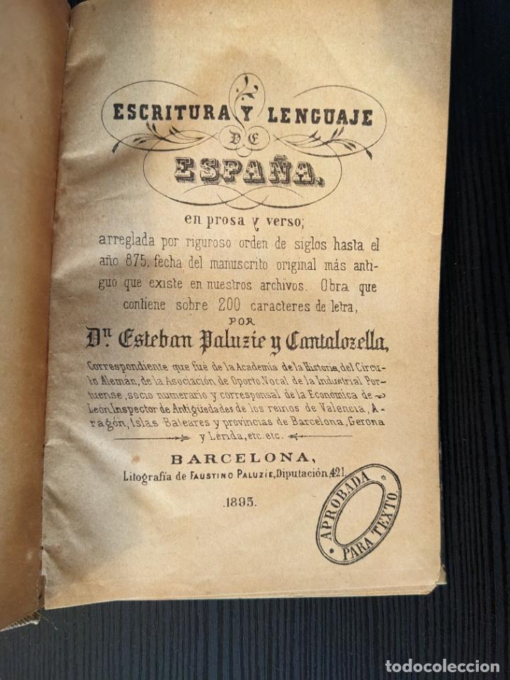 Libros antiguos: Escritura y lenguaje de Espa&ntilde;a - Foto 1
