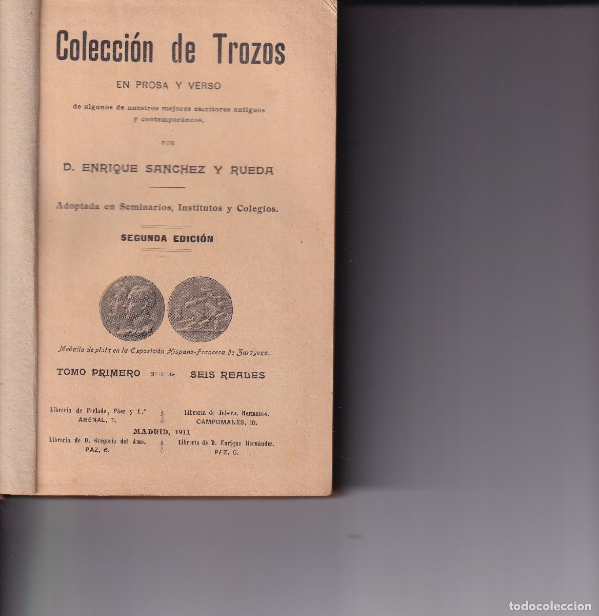 Libros antiguos: COLECCION DE TROZOS - SANCHEZ RUEDA 1911 - Foto 2