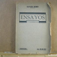 Libros antiguos: ENSAYOS Y COMENTOS-SALVADOR BREMON-AÑO 1922-LIBRO-VER FOTOS-(K-9597). Lote 402299474