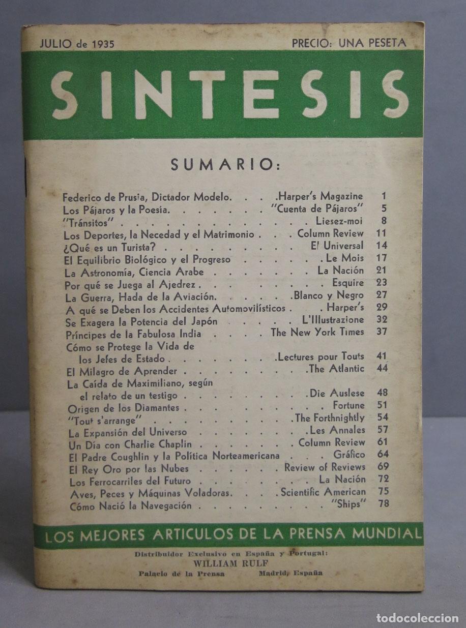 Libros antiguos: SINTESIS. JULIO 1935 - Foto 1