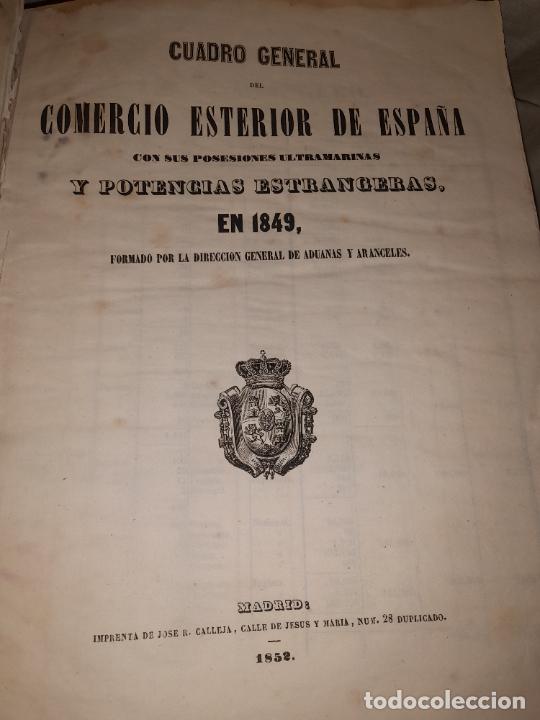 Libros antiguos: CUADRO GENERAL DEL COMERCIO ESTERIOR DE ESPA&Ntilde;A - A&Ntilde;OS 1849-1850 - EXCEPCIONAL. - Foto 4