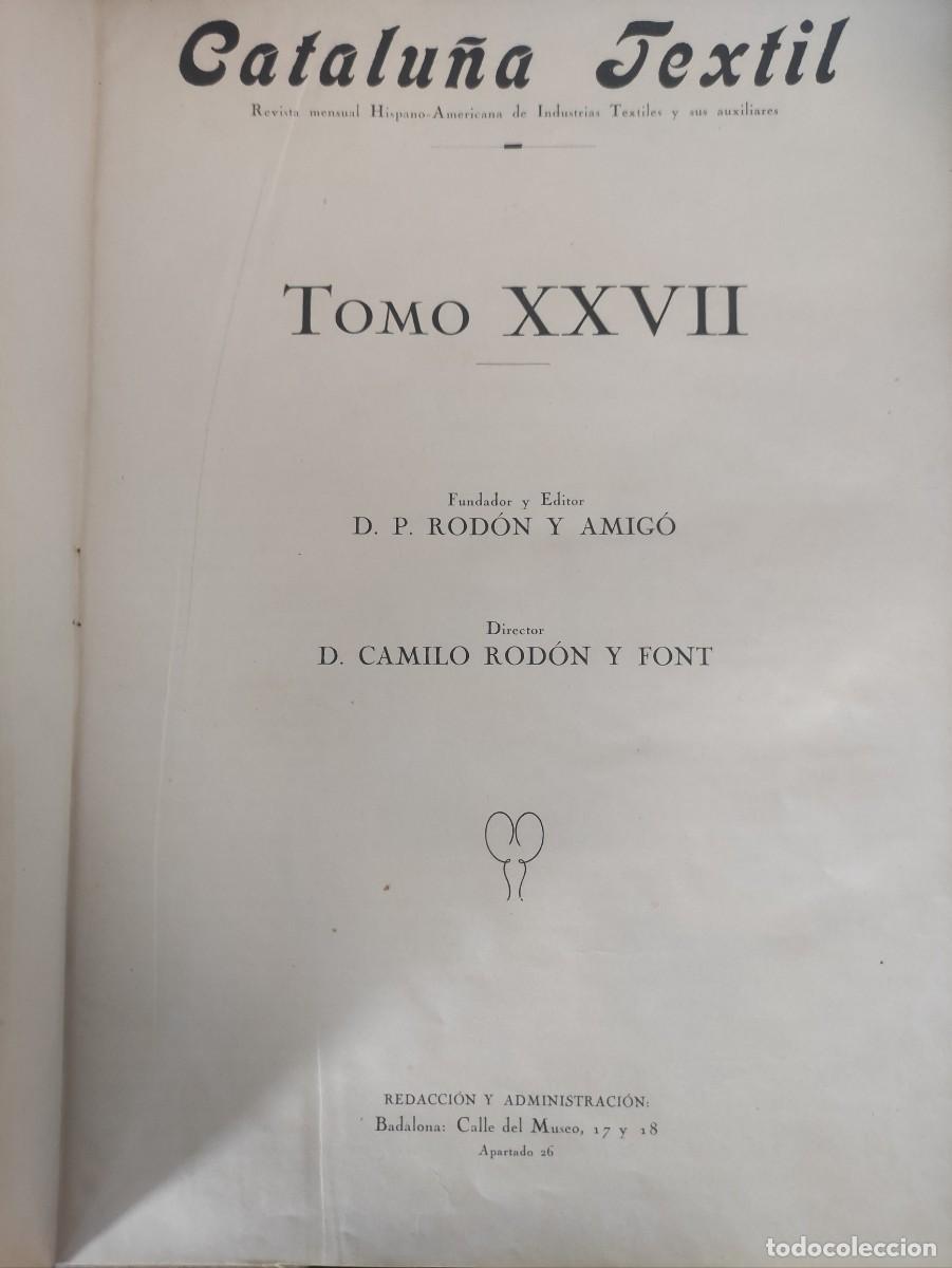 Libros antiguos: Tomo XXVII Catalu&ntilde;a textil , 1933 - Foto 2