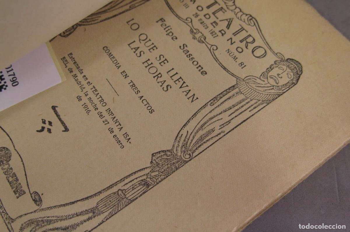 Libros antiguos: 1916. LOS QUE SE LLEVAN LAS HORAS. SASSONE - Foto 2