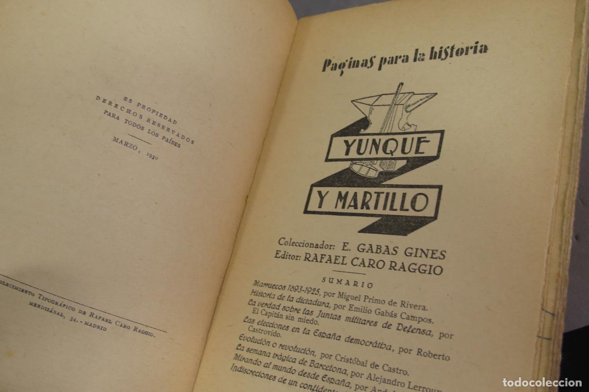 Libros antiguos: Yunque y martillo. Gabas Gines - Foto 2