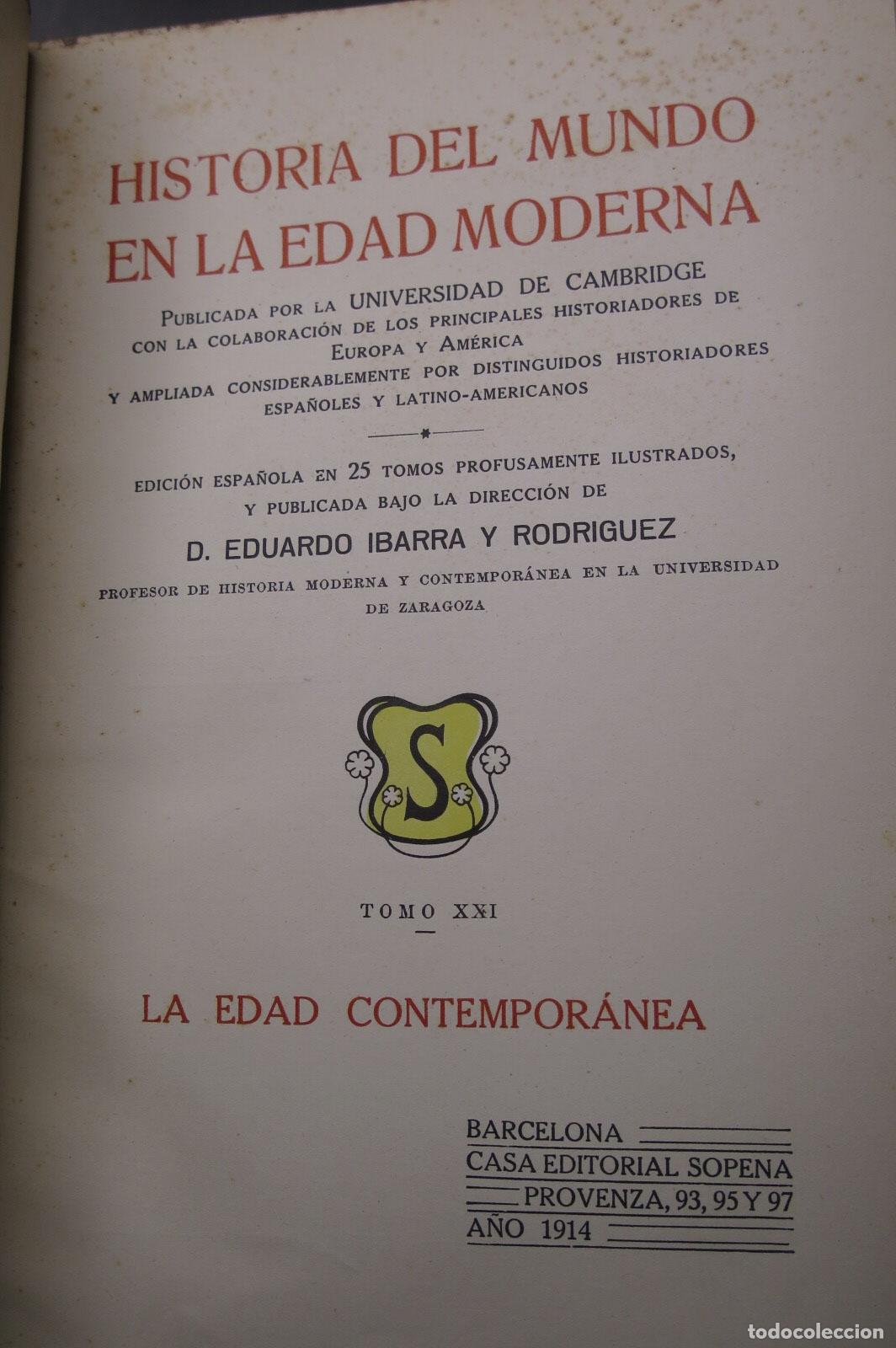 Libros antiguos: 1914. LA EDAD CONTEMPORANEA. 2 TOMOS - Foto 2
