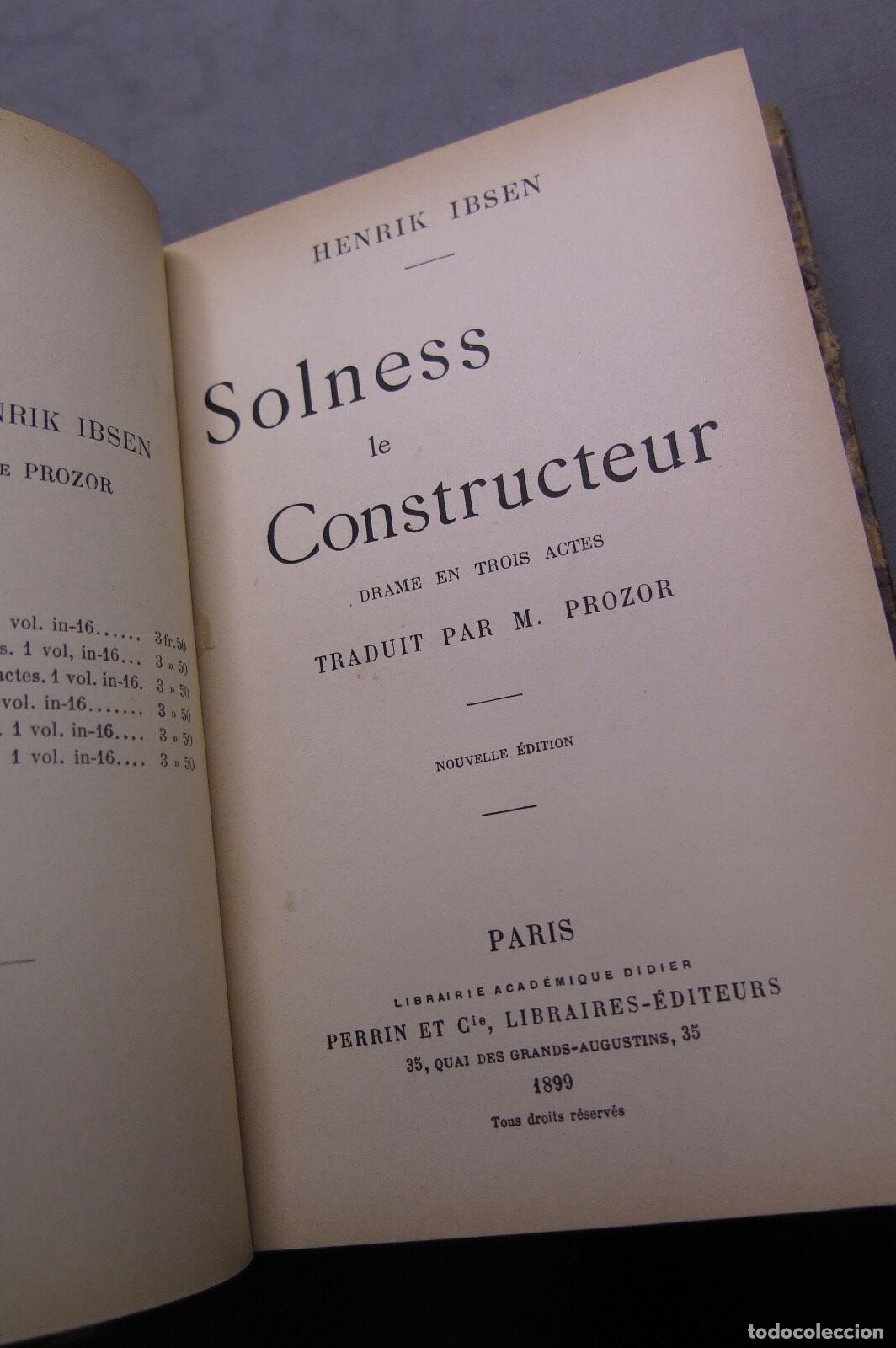 Libros antiguos: Solness le constructeur. Drame en trois actes. Henrik Ibsen. 1899 - Foto 2