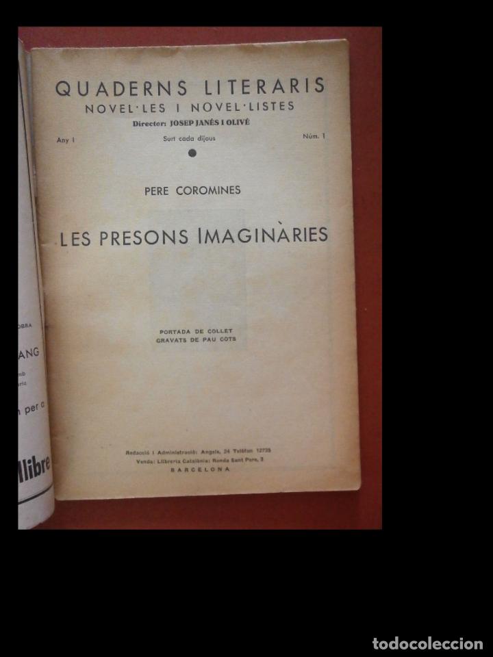 Libros antiguos: Les presons imagin&egrave;ries. Pere Coromines - Foto 4