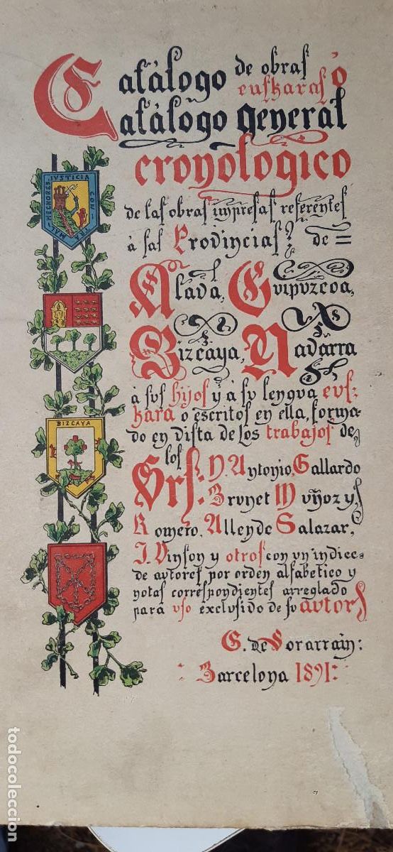 Libros antiguos: Cat&aacute;logo de obras euskaras del Cat&aacute;logo General Cronol&oacute;gico - Foto 1