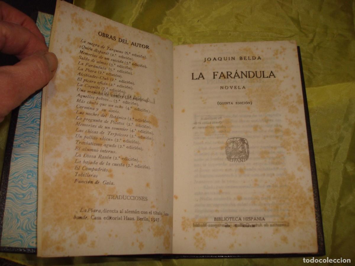 Libros antiguos: JOAQUIN BELDA. LA FARANDULA. BIBLIOTECA HISPANIA (ENCUADERNADO) - Foto 3