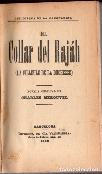 Libros antiguos: CHARLES MEROUVEL : EL COLLAR DEL RAJAH (1909) - Foto 1