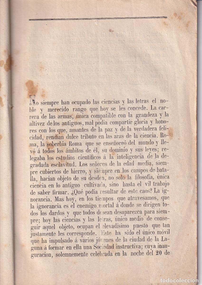 Libros antiguos: CIUDAD DE LA LAGUNA - SOCIEDAD INSTRUCTIVA 1870 - Foto 2